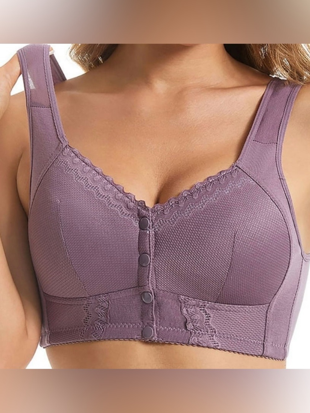 Front-Button Soft Cup Bra - Picture 2 of 4